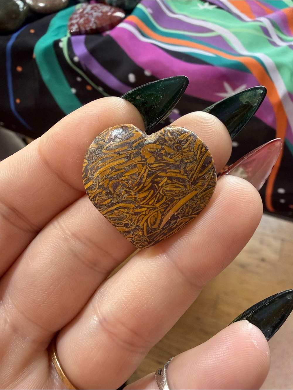 Heart-Shaped Brown Decorative Stone elephant jasper